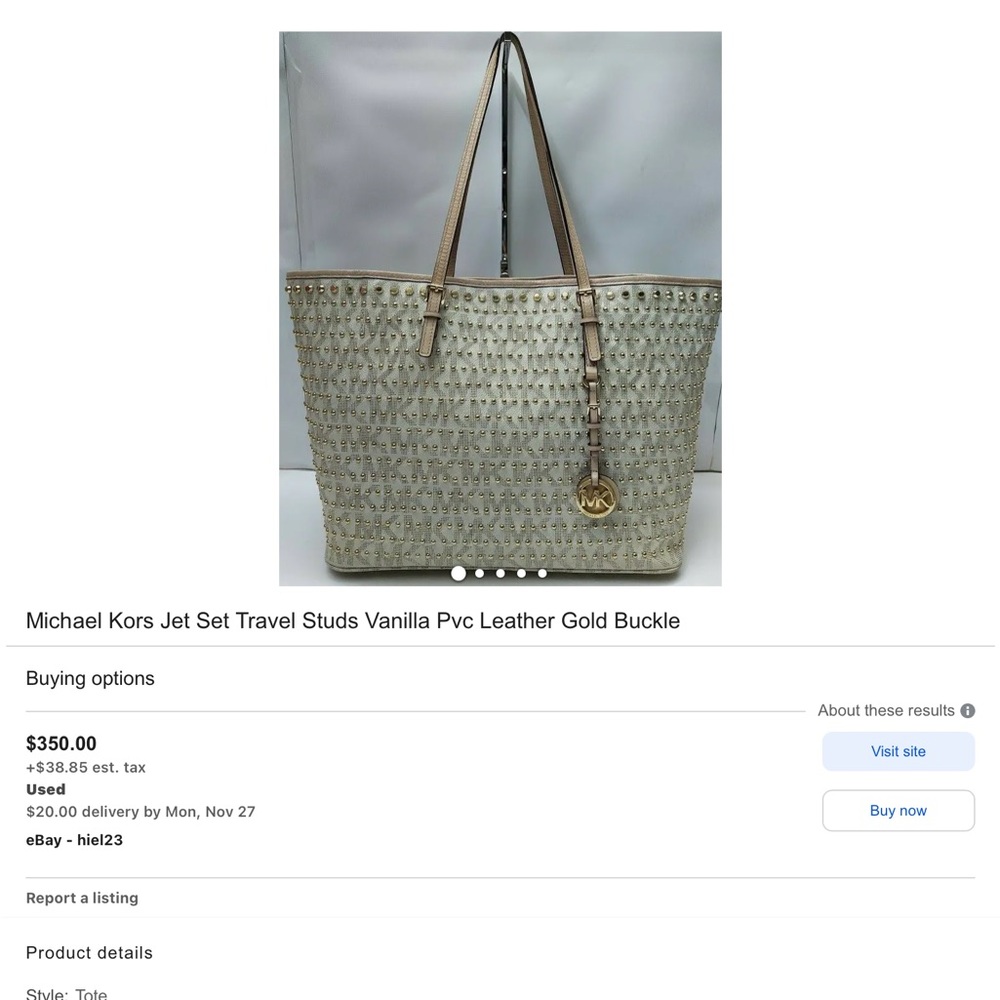 Jet Set Michael Kors cream studded purse